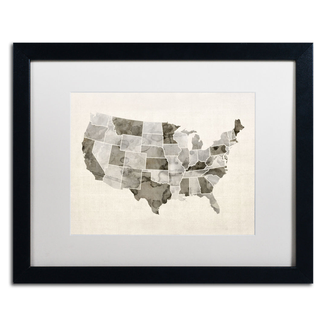 Michael Tompsett United States Watercolor Map Black Wooden Framed Art 18 x 22 Inches Image 1