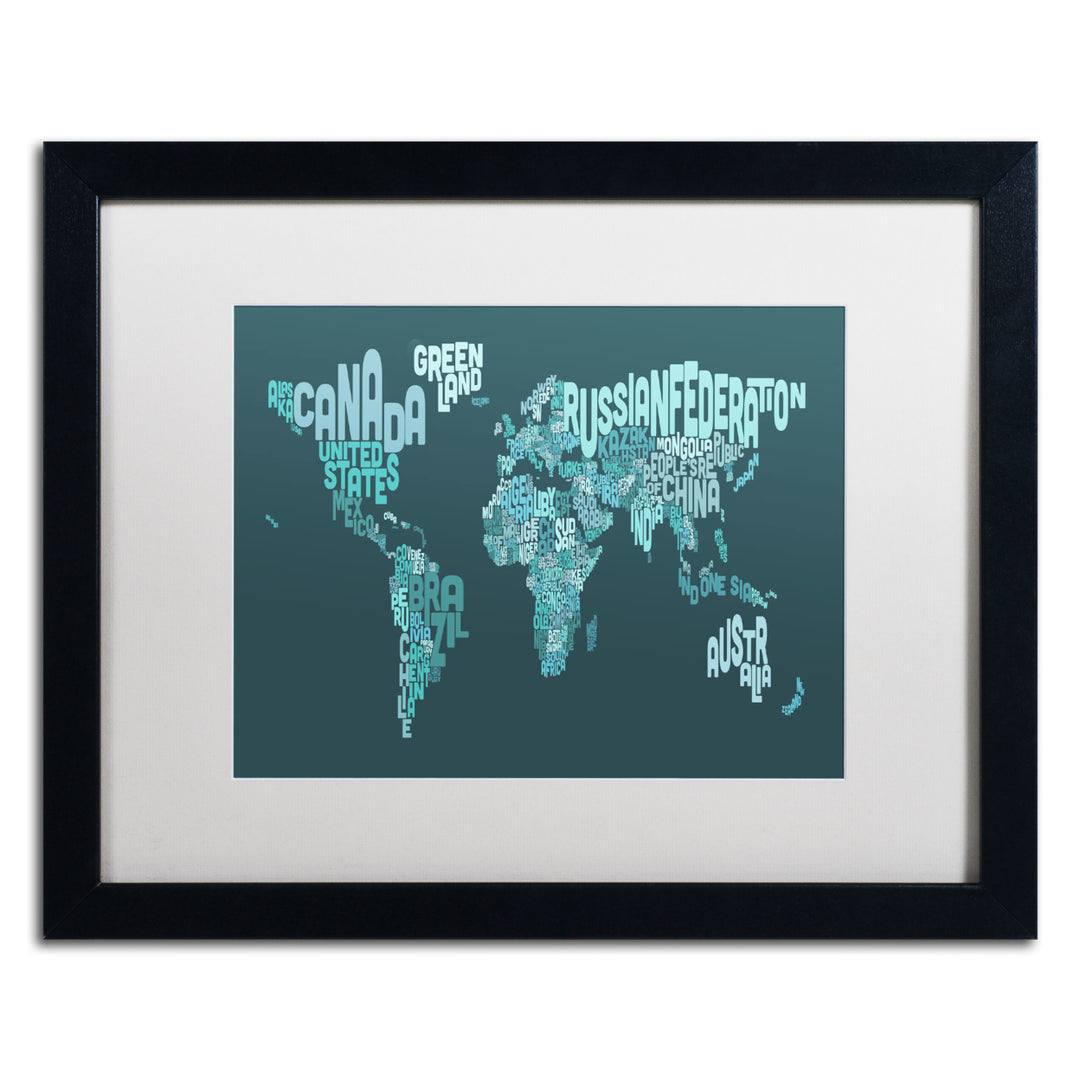 Michael Tompsett Text Map of the World II Black Wooden Framed Art 18 x 22 Inches Image 1