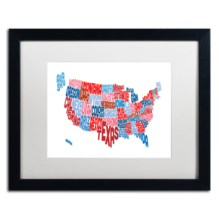 Michael Tompsett United States Typography Text Map Black Wooden Framed Art 18 x 22 Inches Image 1