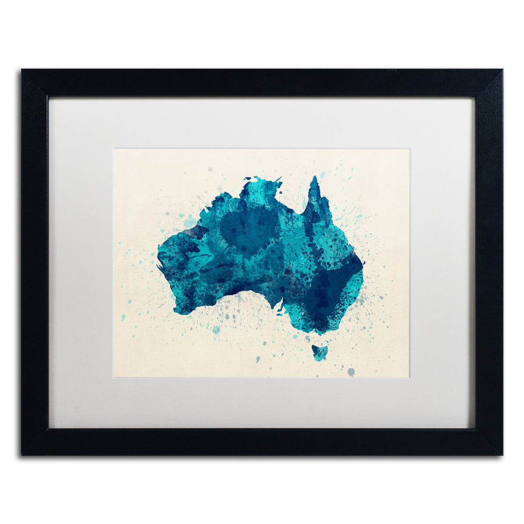 Michael Tompsett Australia Paint Splashes Map 2 Black Wooden Framed Art 18 x 22 Inches Image 1