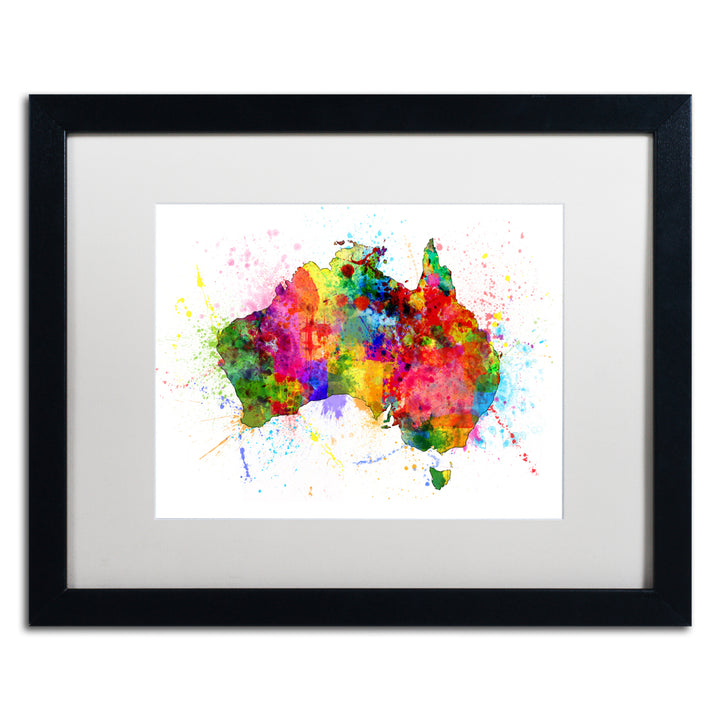 Michael Tompsett Australia Paint Splashes Map Black Wooden Framed Art 18 x 22 Inches Image 1