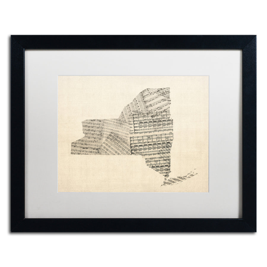 Michael Tompsett Old Sheet Music Map of  York Black Wooden Framed Art 18 x 22 Inches Image 1