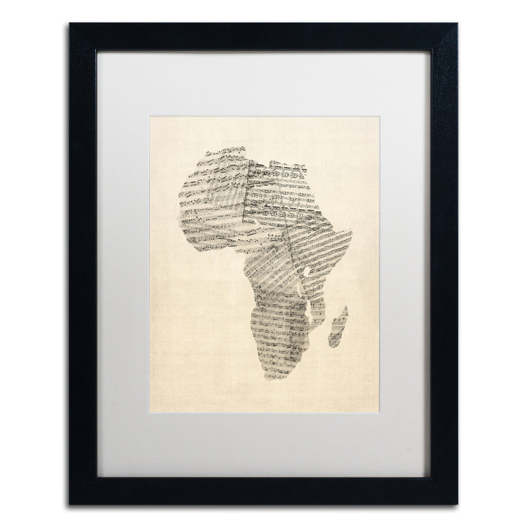 Michael Tompsett Old Sheet Music Map of Africa Black Wooden Framed Art 18 x 22 Inches Image 1