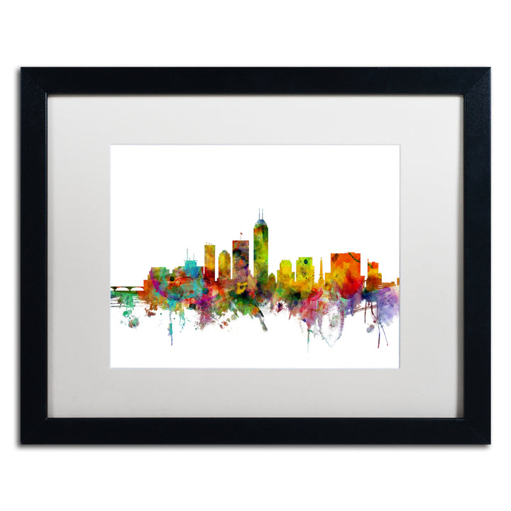Michael Tompsett Indianapolis Indiana Skyline Black Wooden Framed Art 18 x 22 Inches Image 1