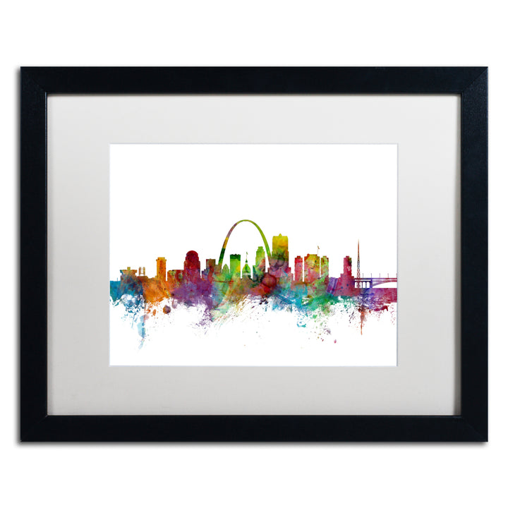 Michael Tompsett St. Louis Missouri Skyline Black Wooden Framed Art 18 x 22 Inches Image 1