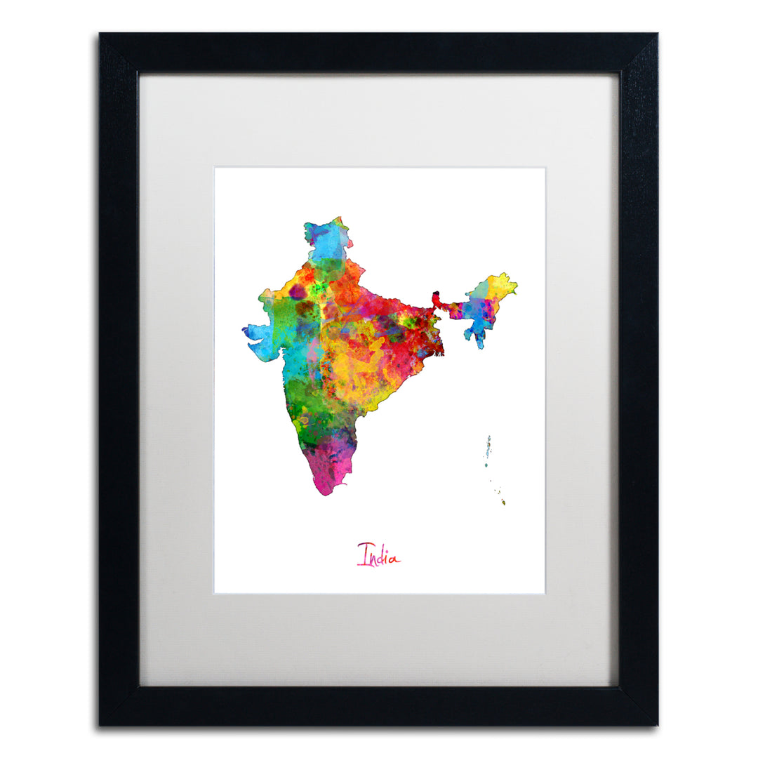 Michael Tompsett India Watercolor Map II Black Wooden Framed Art 18 x 22 Inches Image 1