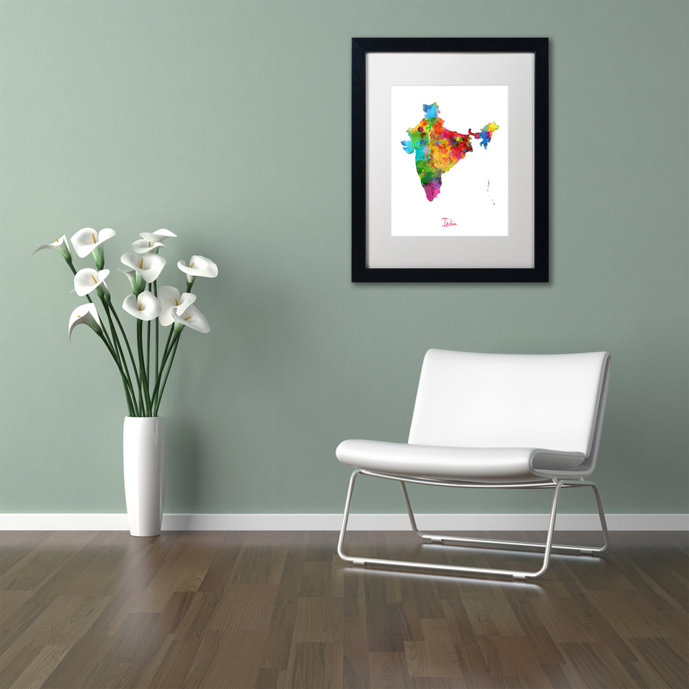 Michael Tompsett India Watercolor Map II Black Wooden Framed Art 18 x 22 Inches Image 2