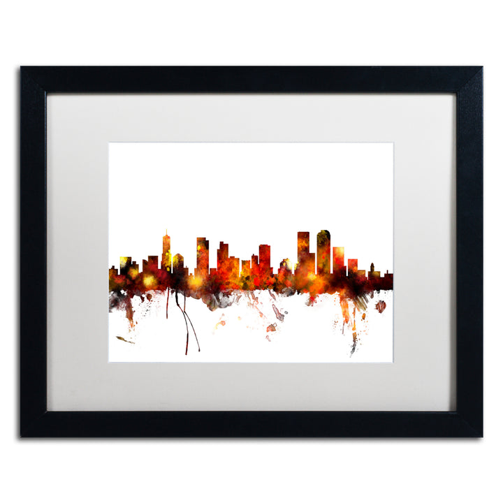 Michael Tompsett Denver Colorado Skyline II Black Wooden Framed Art 18 x 22 Inches Image 1