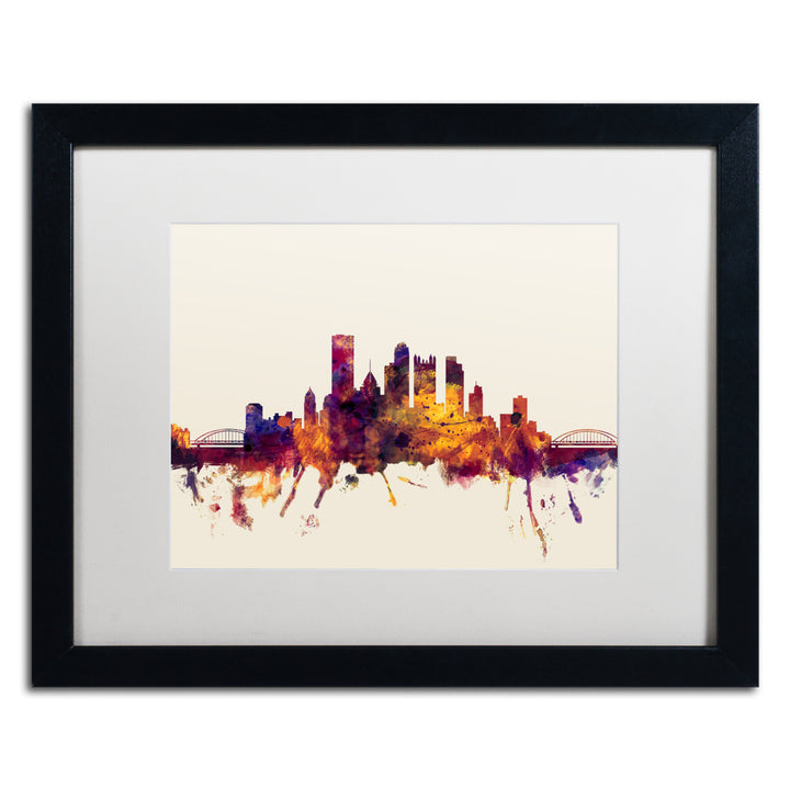 Michael Tompsett Pittsburgh Skyline IV Black Wooden Framed Art 18 x 22 Inches Image 1