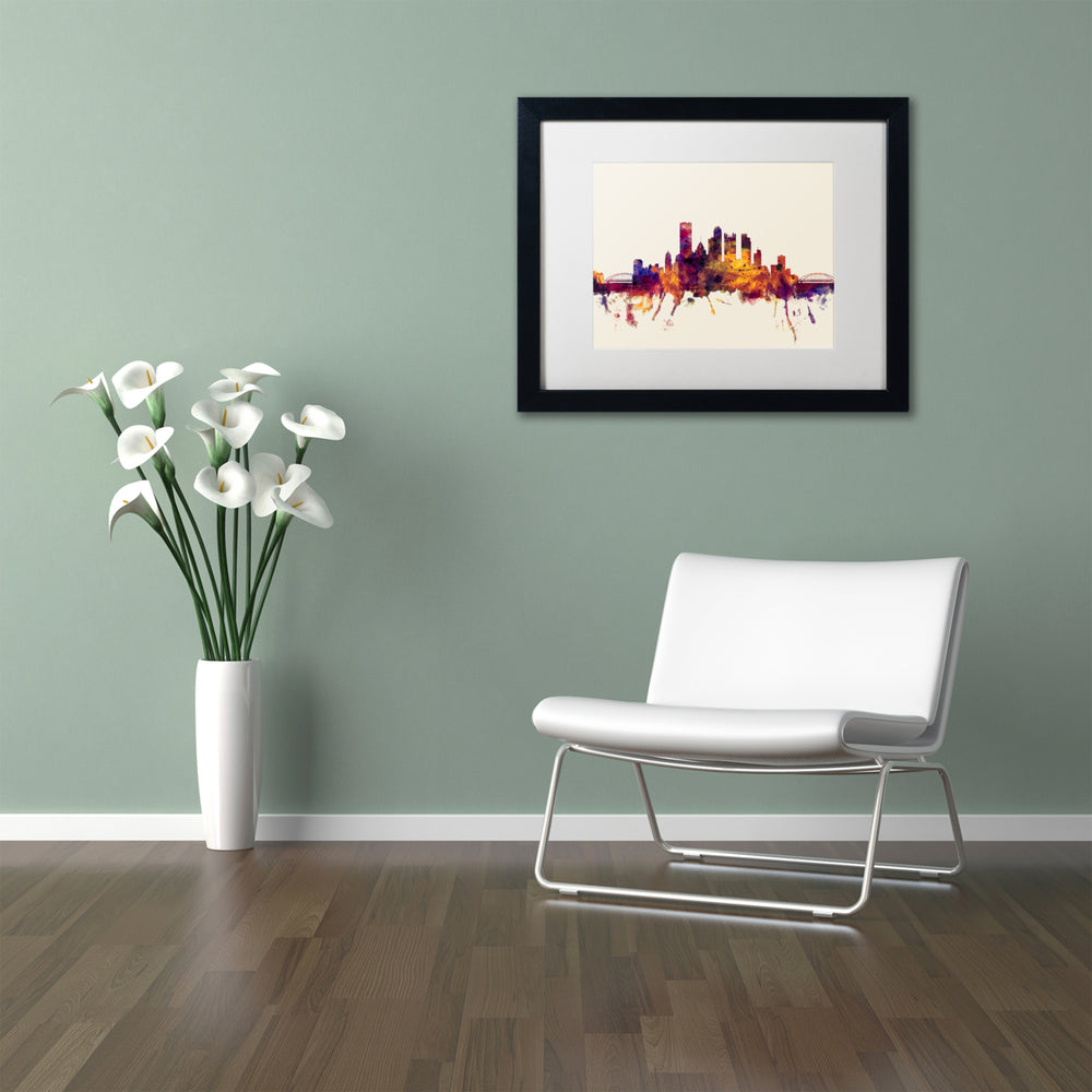 Michael Tompsett Pittsburgh Skyline IV Black Wooden Framed Art 18 x 22 Inches Image 2