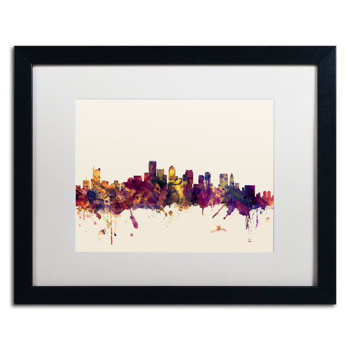 Michael Tompsett Boston Massachusetts Skyline III Black Wooden Framed Art 18 x 22 Inches Image 1