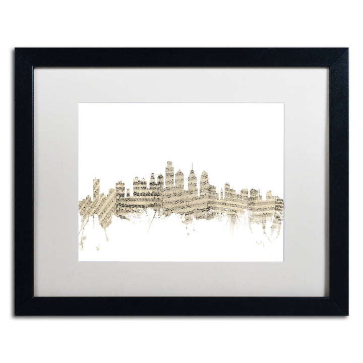 Michael Tompsett Philadelphia Skyline Sheet Music Black Wooden Framed Art 18 x 22 Inches Image 1