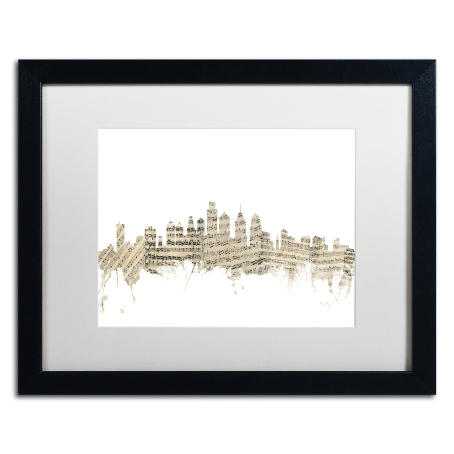 Michael Tompsett Philadelphia Skyline Sheet Music Black Wooden Framed Art 18 x 22 Inches Image 1