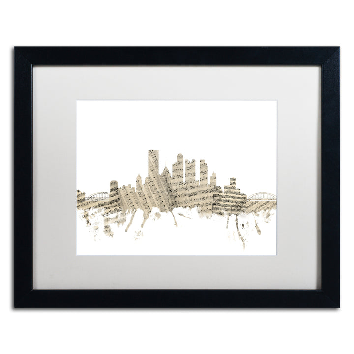 Michael Tompsett Pittsburgh Skyline Sheet Music Black Wooden Framed Art 18 x 22 Inches Image 1