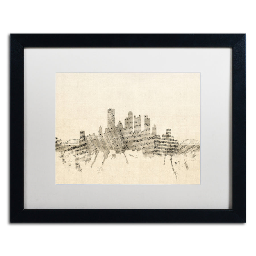 Michael Tompsett Pittsburgh Skyline Sheet Music II Black Wooden Framed Art 18 x 22 Inches Image 1