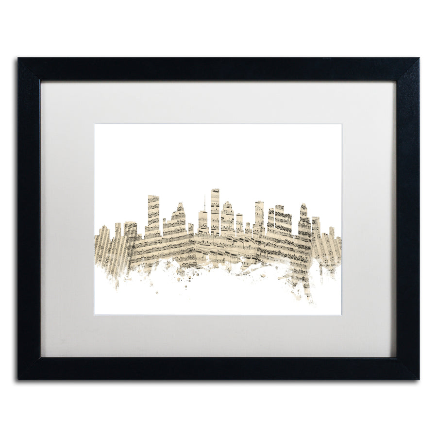 Michael Tompsett Houston Skyline Sheet Music II Black Wooden Framed Art 18 x 22 Inches Image 1