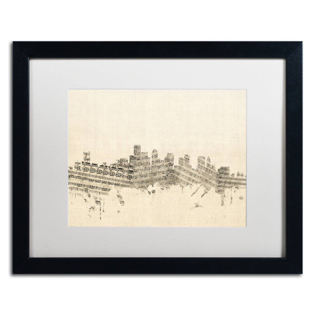 Michael Tompsett Boston Skyline Sheet Music Black Wooden Framed Art 18 x 22 Inches Image 1