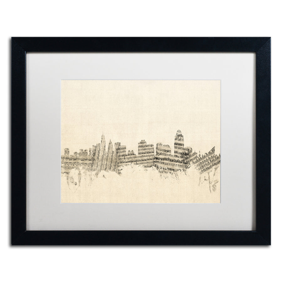 Michael Tompsett Cincinnati Skyline Sheet Music Black Wooden Framed Art 18 x 22 Inches Image 1