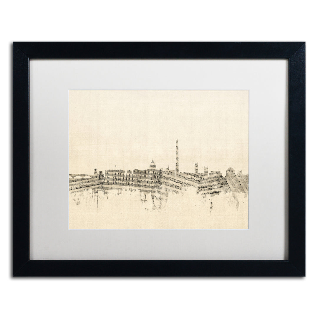 Michael Tompsett Washington DC Skyline Sheet Music Black Wooden Framed Art 18 x 22 Inches Image 1
