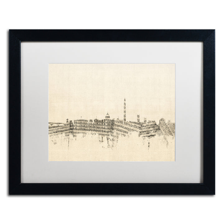 Michael Tompsett Washington DC Skyline Sheet Music Black Wooden Framed Art 18 x 22 Inches Image 1