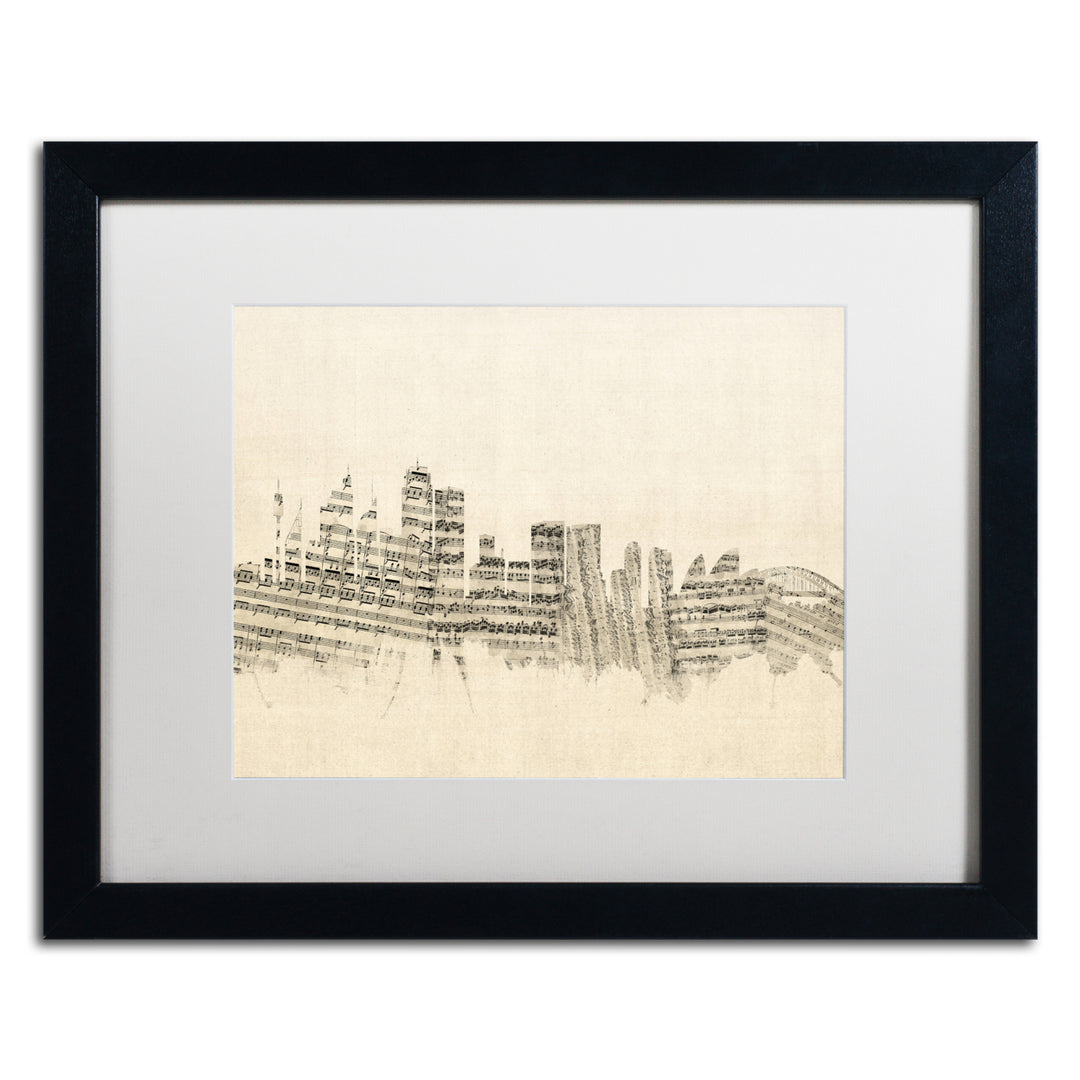 Michael Tompsett Sydney Skyline Sheet Music Black Wooden Framed Art 18 x 22 Inches Image 1