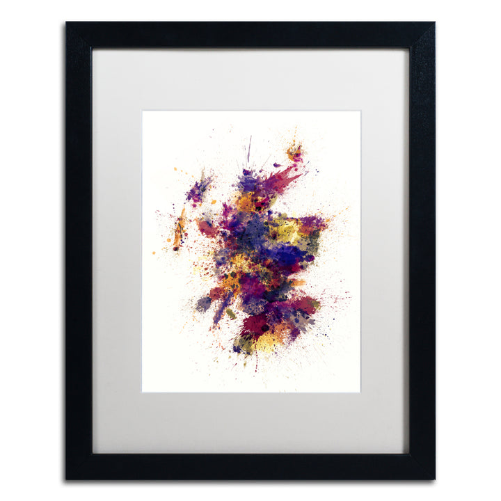 Michael Tompsett Scotland Paint Splashes Map 2 Black Wooden Framed Art 18 x 22 Inches Image 1