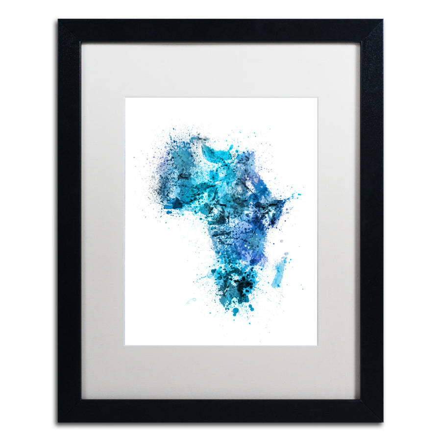 Michael Tompsett Paint Splashes Map of Africa Black Wooden Framed Art 18 x 22 Inches Image 1