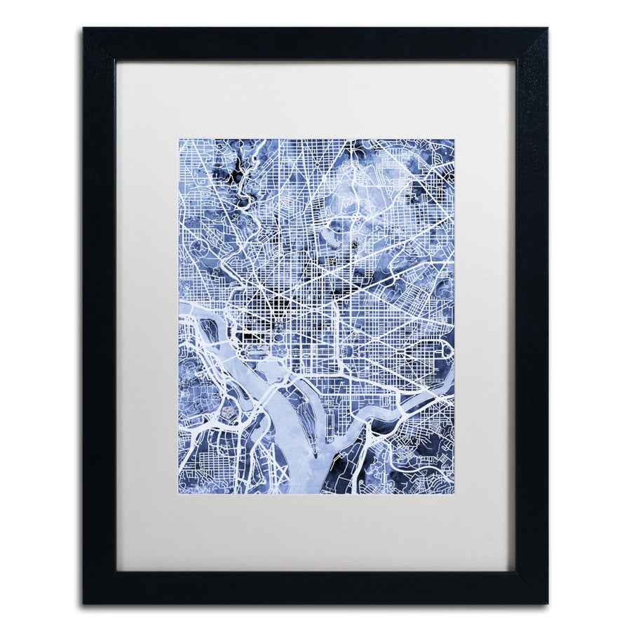 Michael Tompsett Washington DC Street Map BandW Black Wooden Framed Art 18 x 22 Inches Image 1