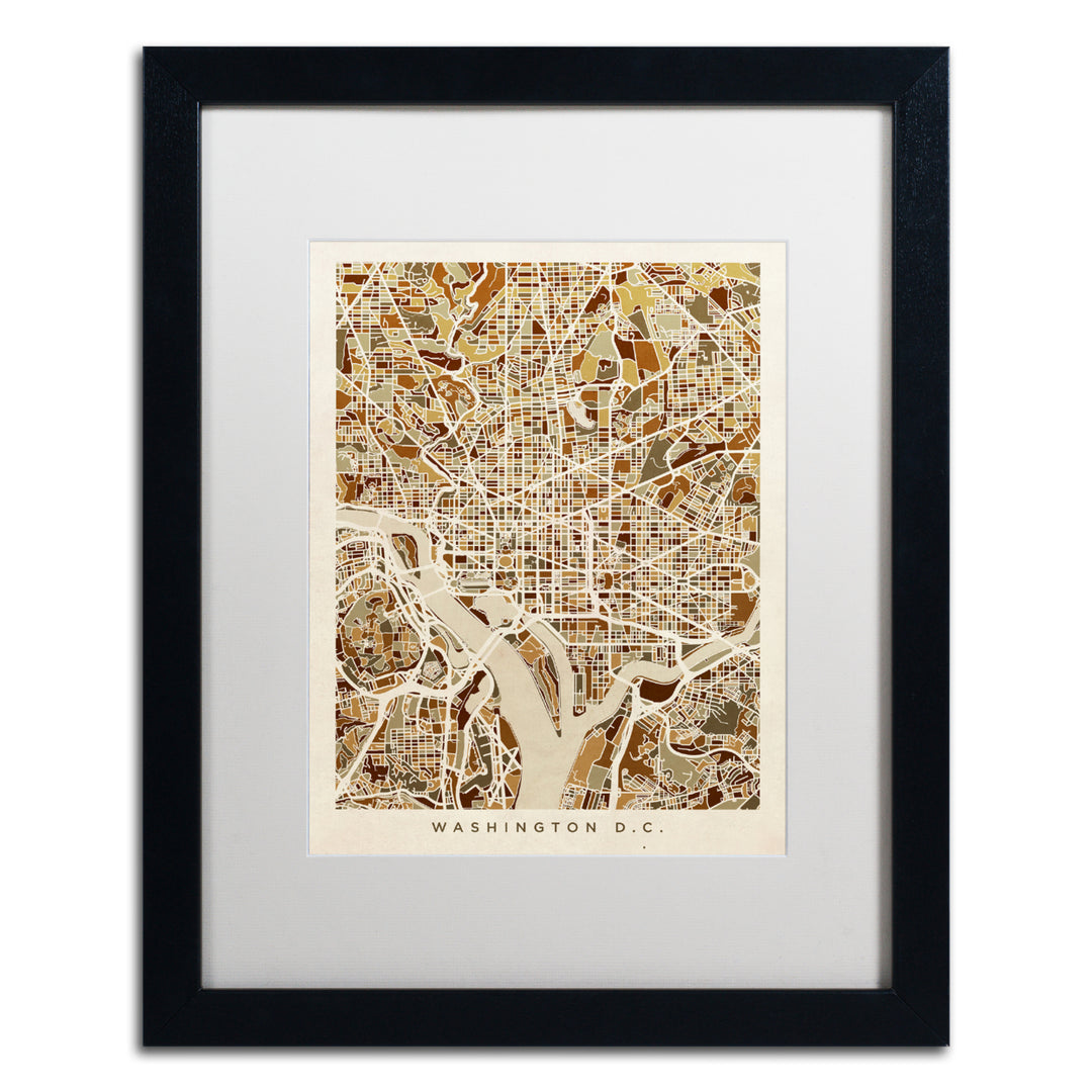 Michael Tompsett Washington DC Street Map 3 Black Wooden Framed Art 18 x 22 Inches Image 1
