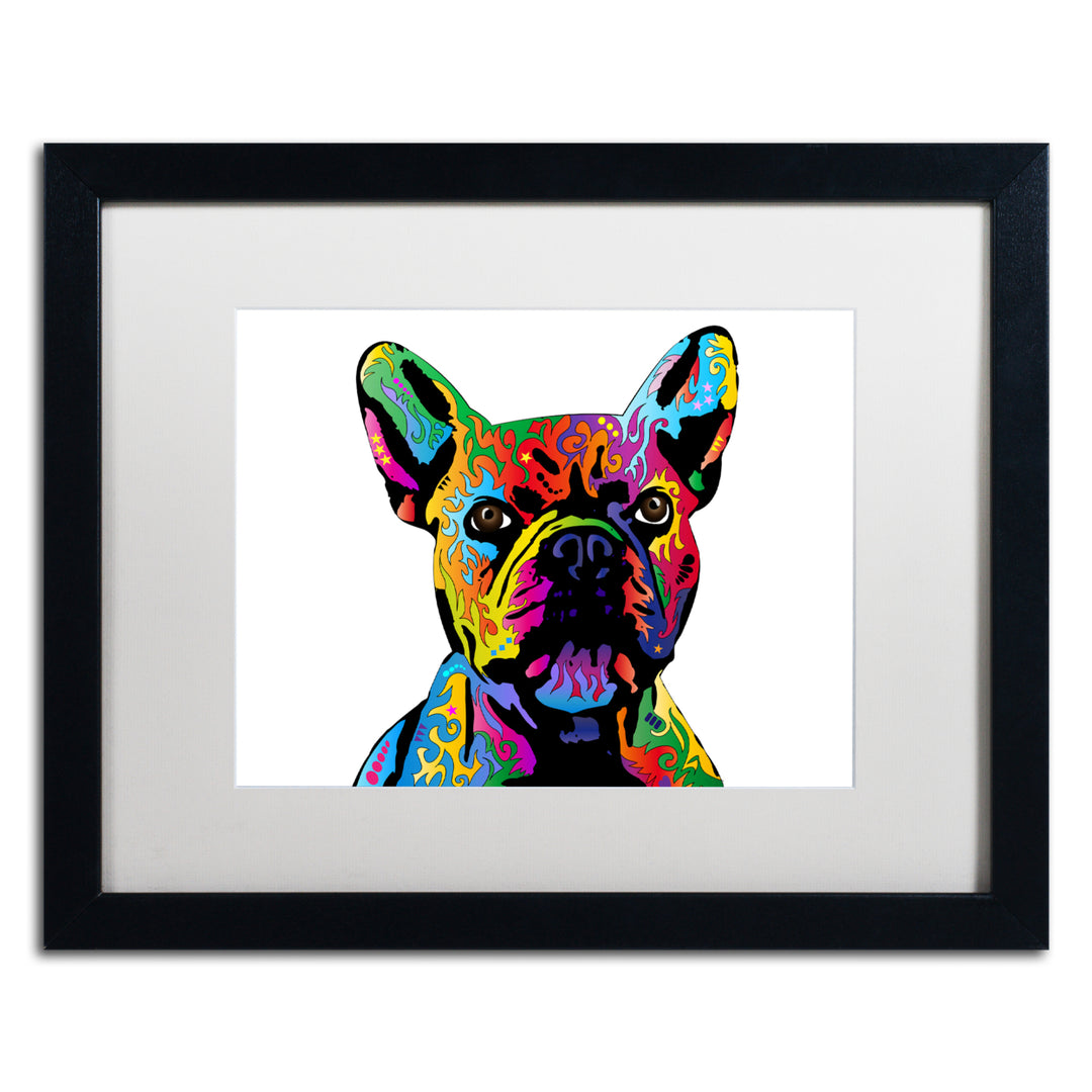 Michael Tompsett French Bulldog Black Wooden Framed Art 18 x 22 Inches Image 1
