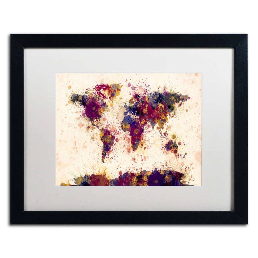 Michael Tompsett World Map Paint Splashes 2 Black Wooden Framed Art 18 x 22 Inches Image 1