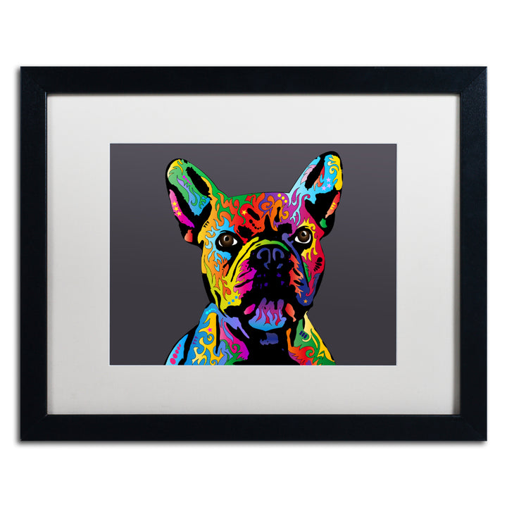 Michael Tompsett French Bulldog Grey Black Wooden Framed Art 18 x 22 Inches Image 1