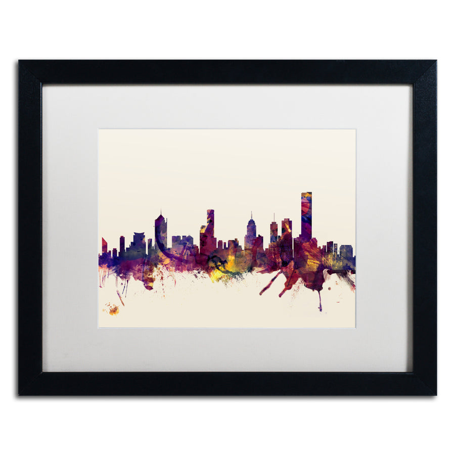 Michael Tompsett Melbourne Skyline Black Wooden Framed Art 18 x 22 Inches Image 1