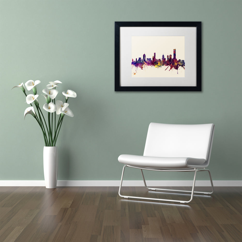 Michael Tompsett Melbourne Skyline Black Wooden Framed Art 18 x 22 Inches Image 2