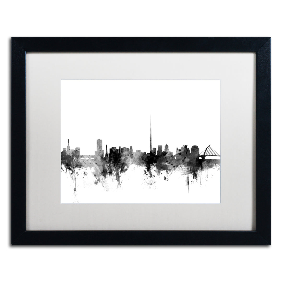 Michael Tompsett Dublin Ireland Skyline BandW Black Wooden Framed Art 18 x 22 Inches Image 1