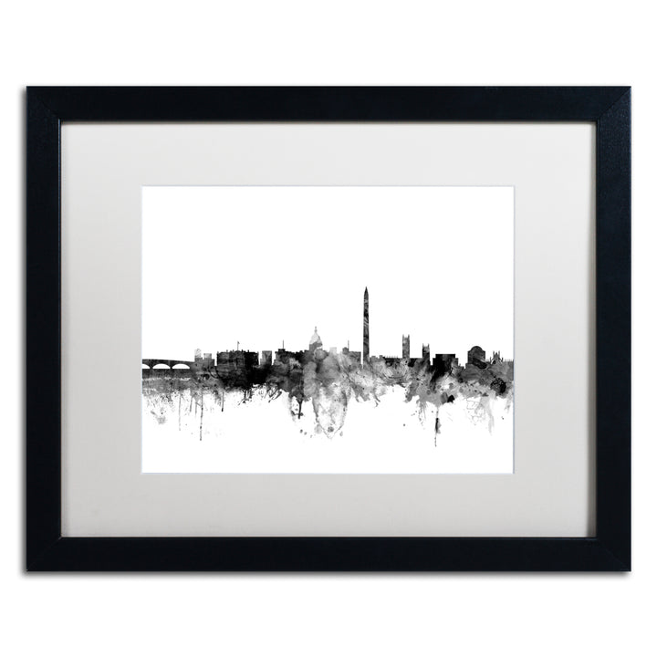 Michael Tompsett Washington DC Skyline BandW Black Wooden Framed Art 18 x 22 Inches Image 1