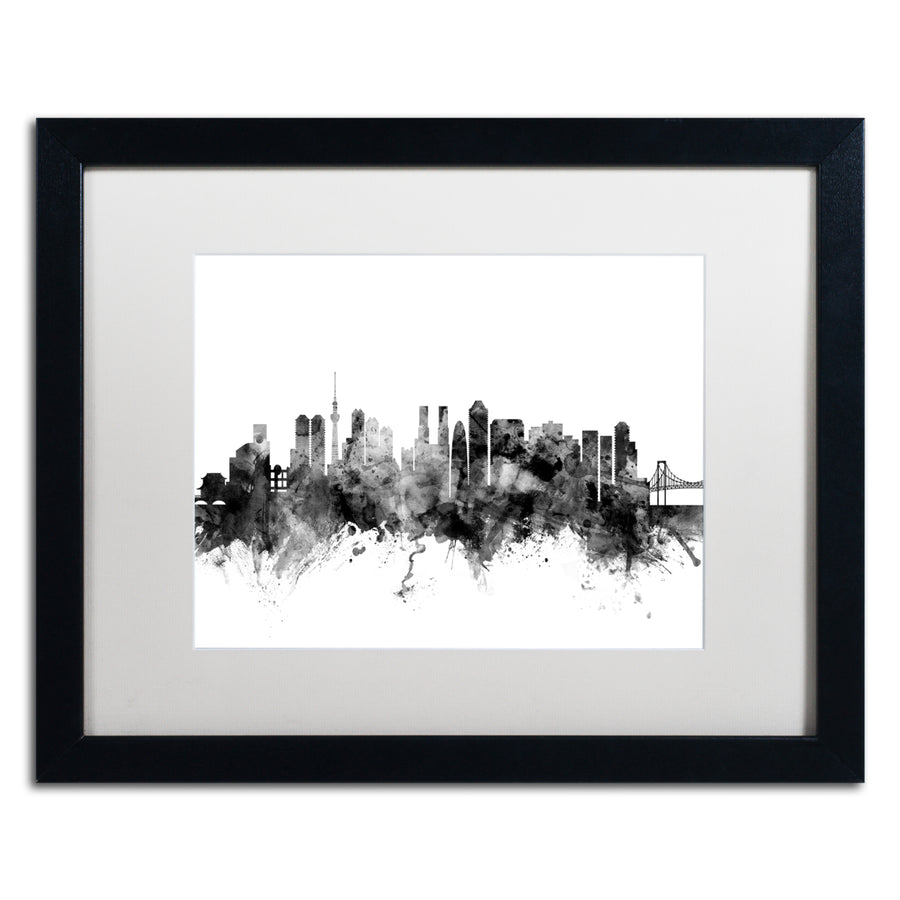 Michael Tompsett Tokyo Japan Skyline BandW Black Wooden Framed Art 18 x 22 Inches Image 1