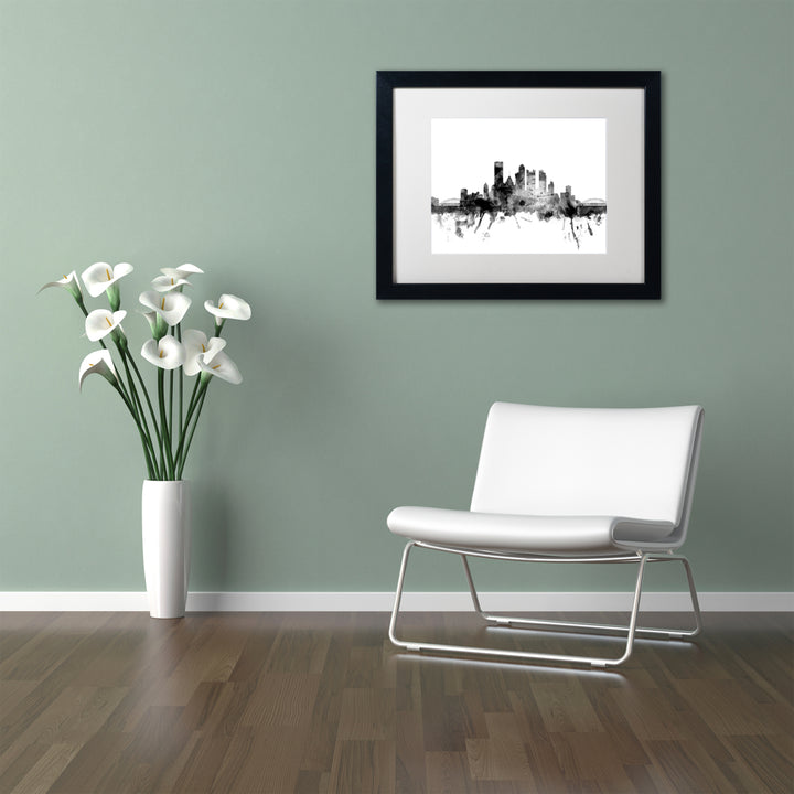 Michael Tompsett Pittsburgh PA Skyline BandW Black Wooden Framed Art 18 x 22 Inches Image 2