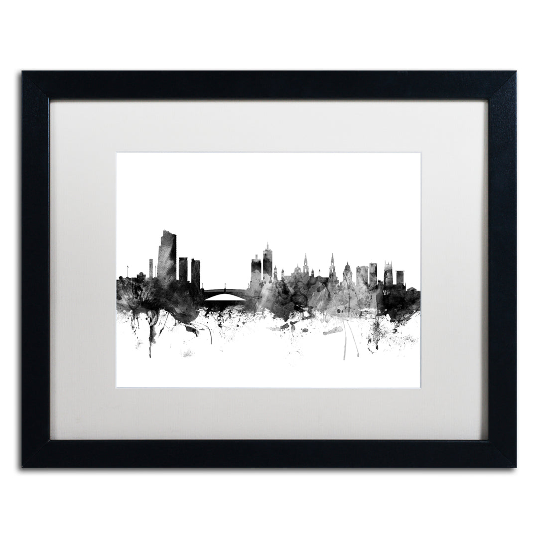 Michael Tompsett Leeds England Skyline BandW Black Wooden Framed Art 18 x 22 Inches Image 1
