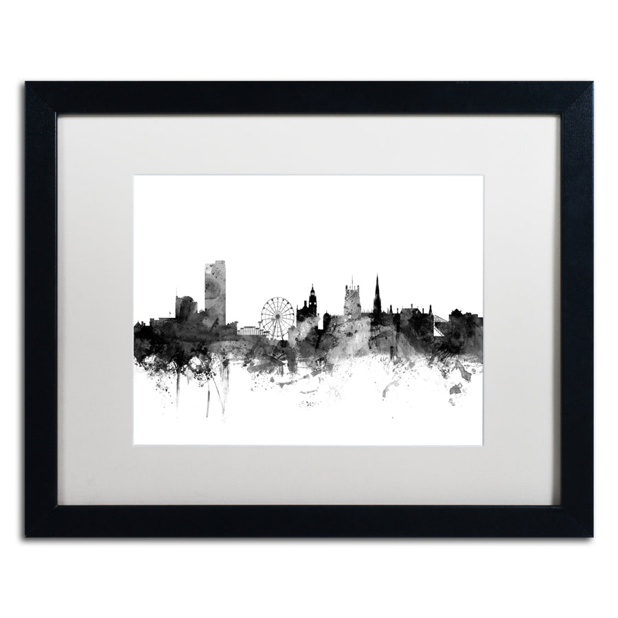 Michael Tompsett Sheffield England Skyline BandW Black Wooden Framed Art 18 x 22 Inches Image 1