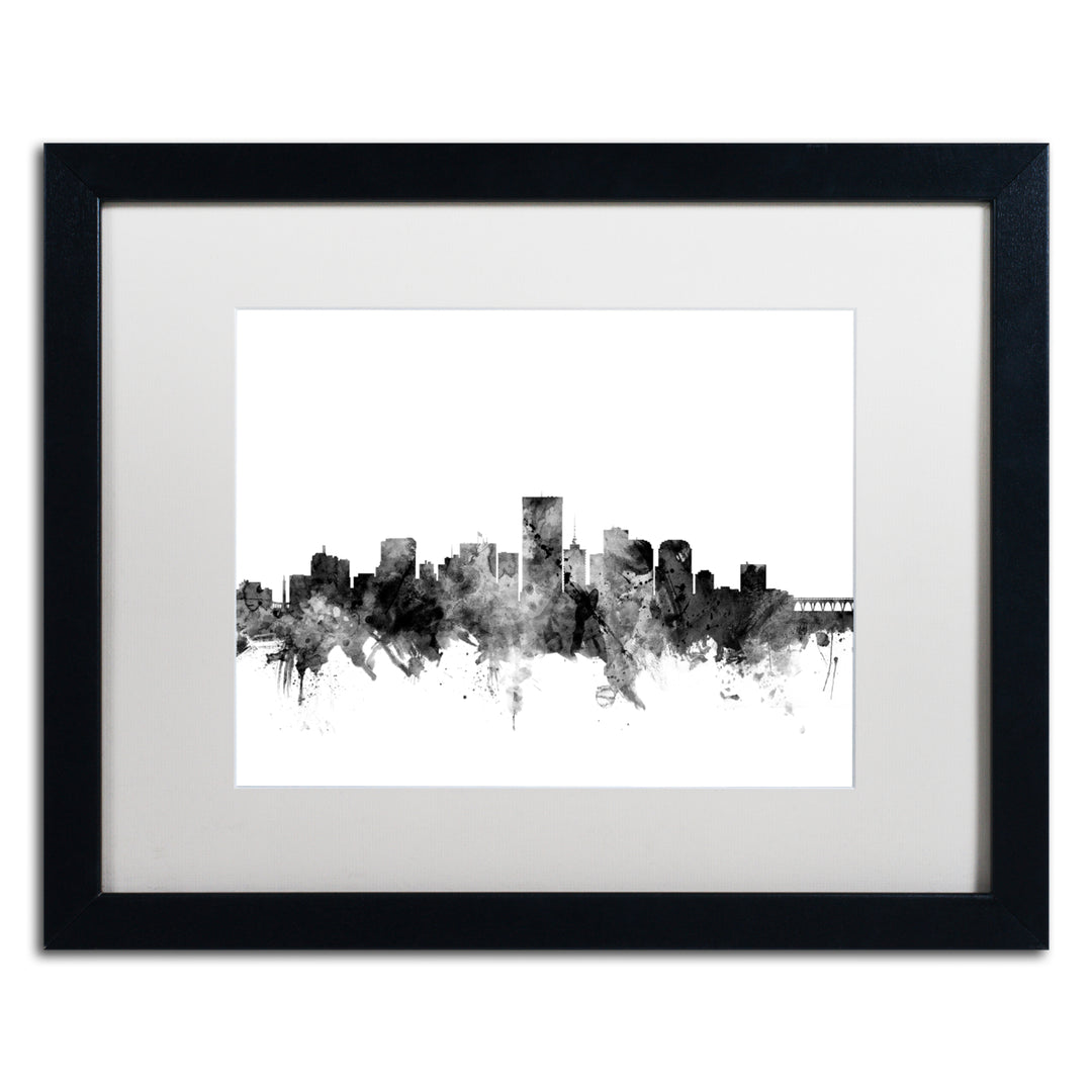 Michael Tompsett Richmond Virginia Skyline BandW Black Wooden Framed Art 18 x 22 Inches Image 1