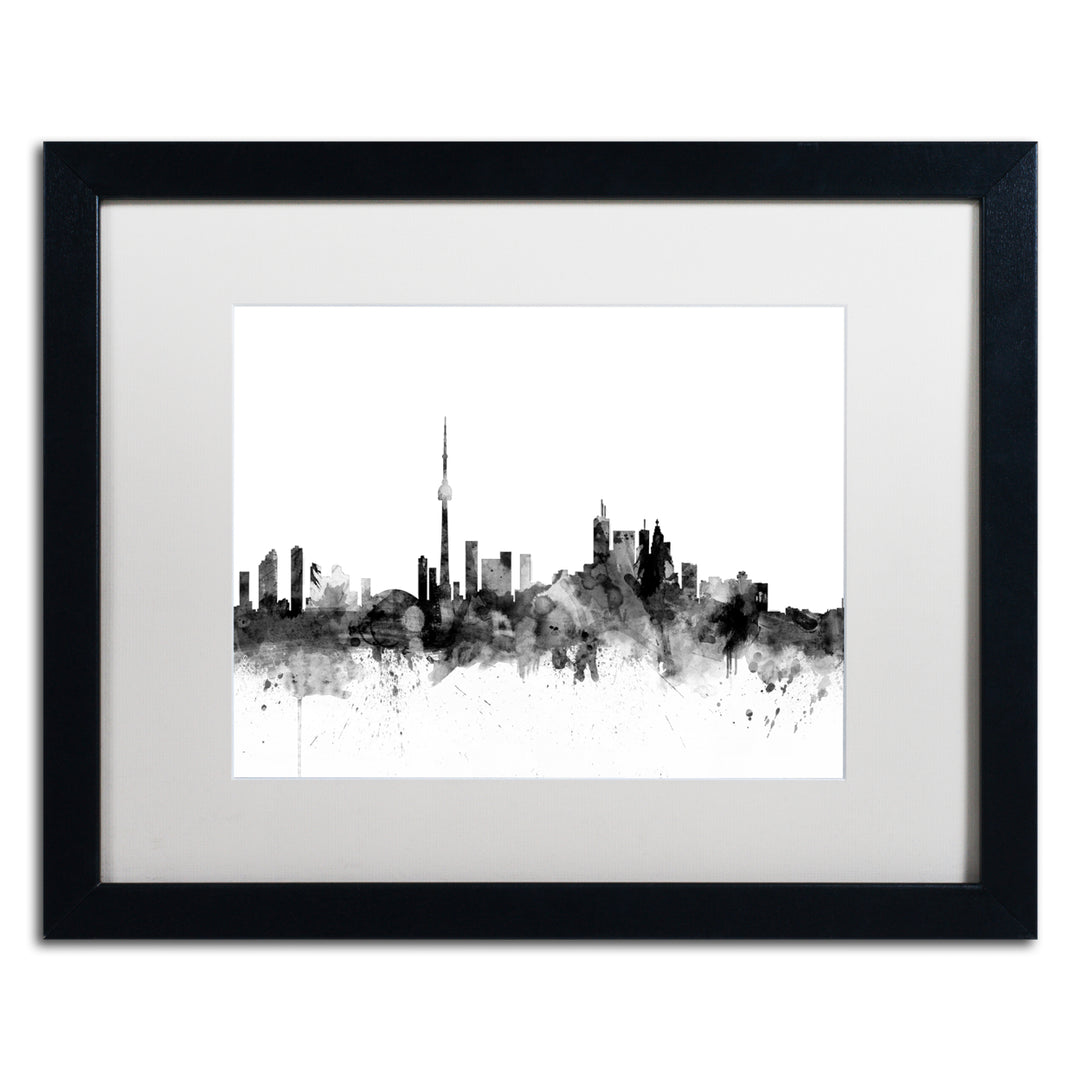 Michael Tompsett Toronto Canada Skyline BandW Black Wooden Framed Art 18 x 22 Inches Image 1