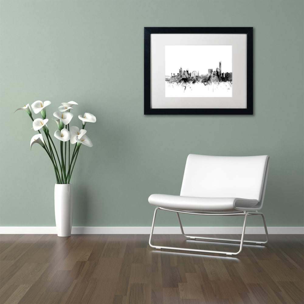 Michael Tompsett Manchester England Skyline BandW Black Wooden Framed Art 18 x 22 Inches Image 2