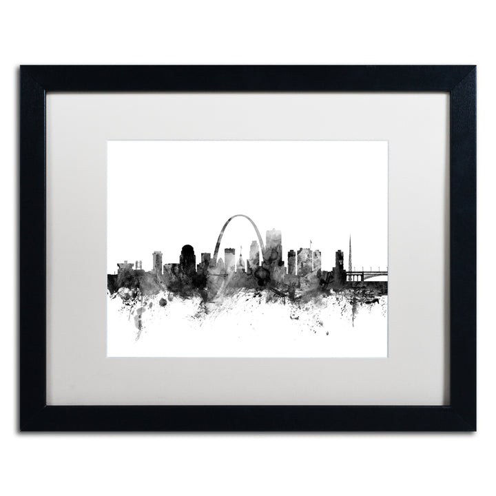 Michael Tompsett St Louis Missouri Skyline BandW Black Wooden Framed Art 18 x 22 Inches Image 1
