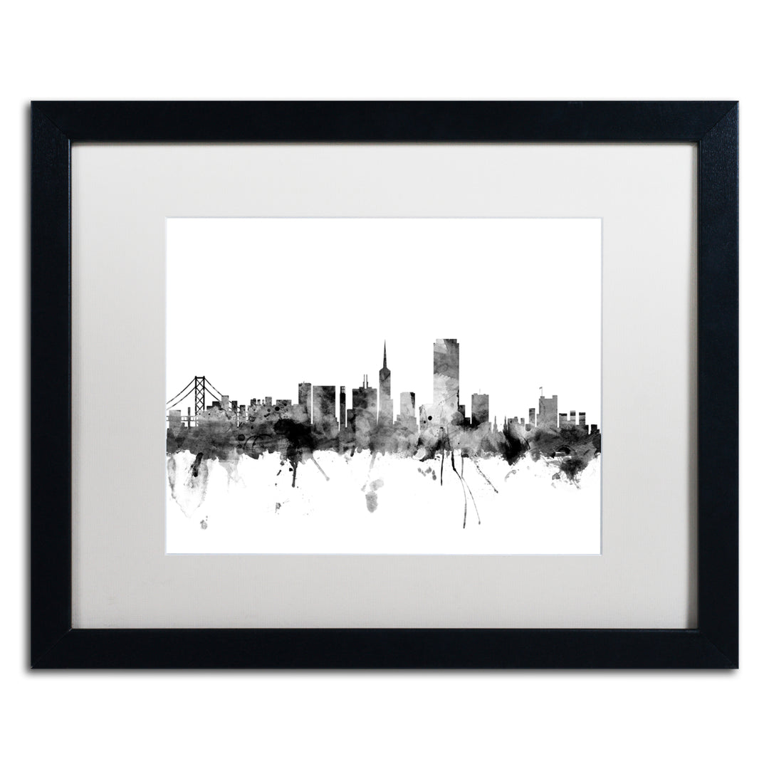 Michael Tompsett San Francisco City Skyline BandW Black Wooden Framed Art 18 x 22 Inches Image 1