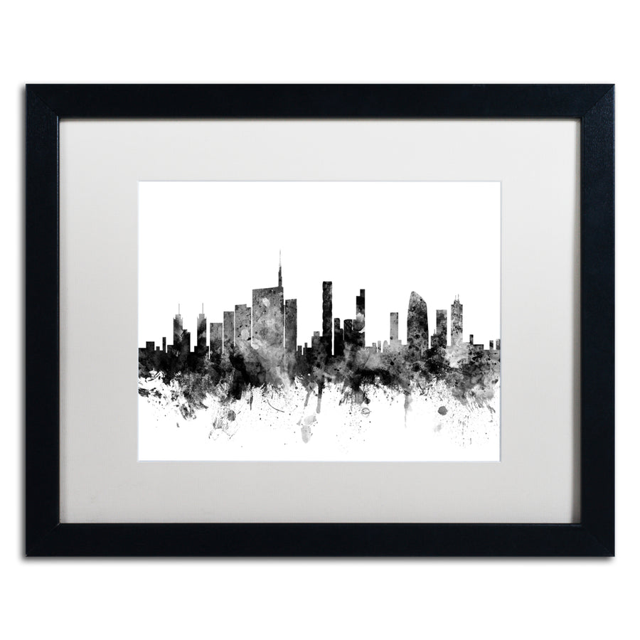 Michael Tompsett Milan Italy Skyline BandW Black Wooden Framed Art 18 x 22 Inches Image 1