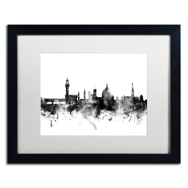 Michael Tompsett Florence Italy Skyline BandW Black Wooden Framed Art 18 x 22 Inches Image 1
