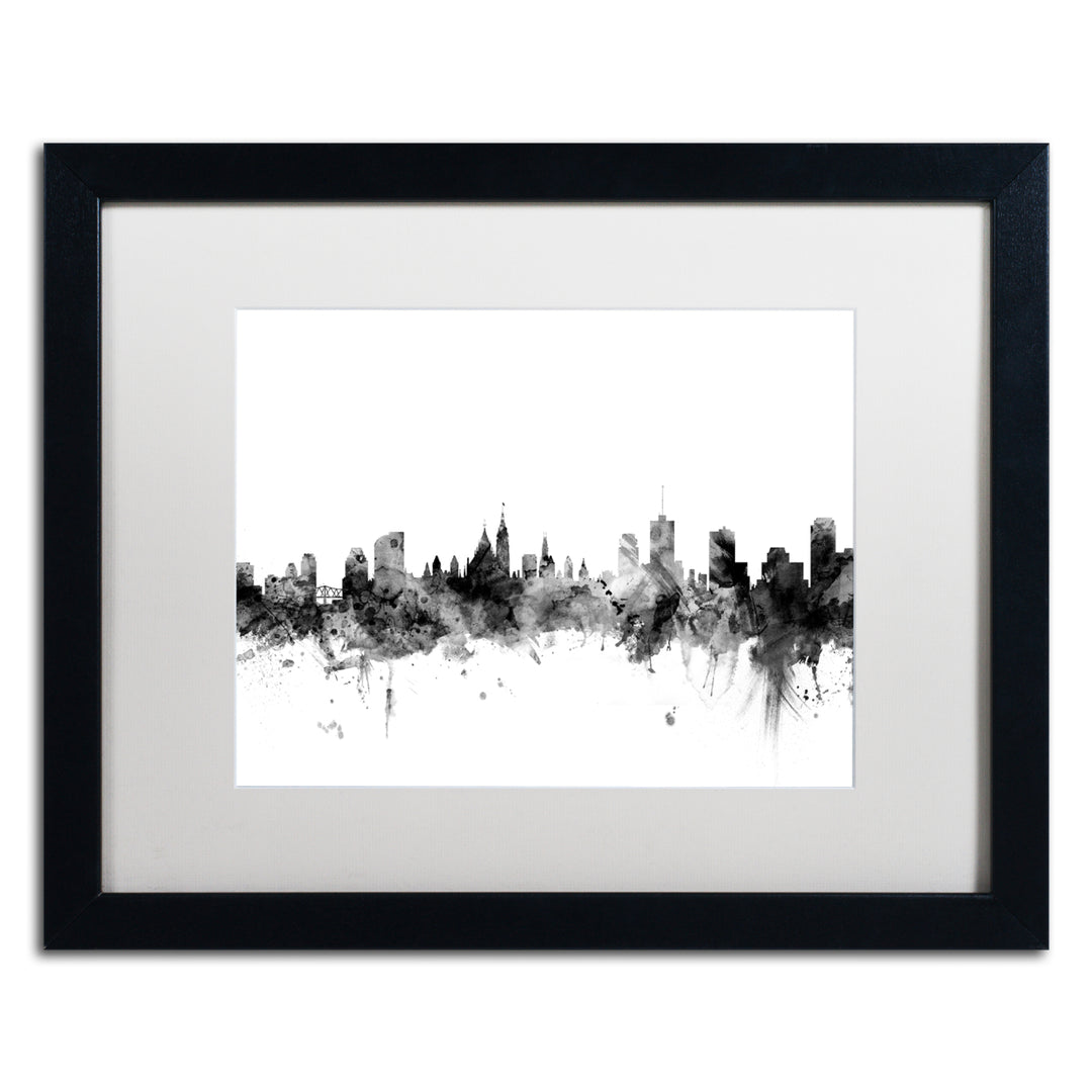 Michael Tompsett Ottawa Canada Skyline BandW Black Wooden Framed Art 18 x 22 Inches Image 1