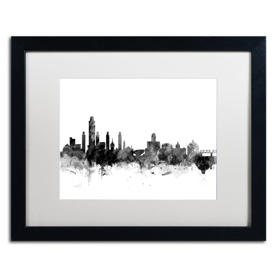 Michael Tompsett Albany  York Skyline BandW Black Wooden Framed Art 18 x 22 Inches Image 1