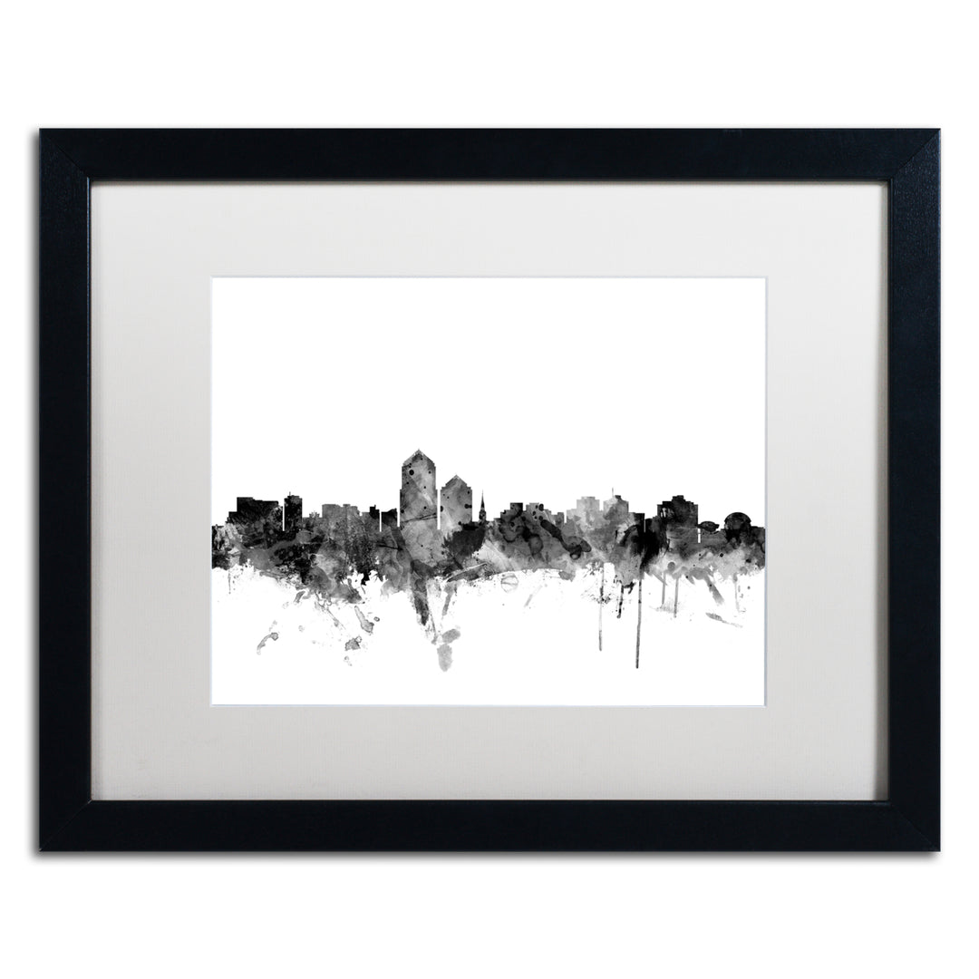 Michael Tompsett Albuquerque NM Skyline BandW Black Wooden Framed Art 18 x 22 Inches Image 1